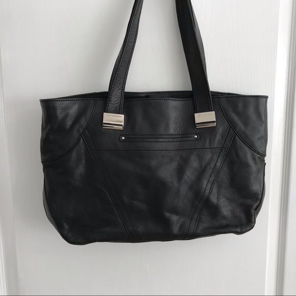 ✨B. Makowsky Large Black Leather Shoulder Bag NWOT - Picture 4 of 7